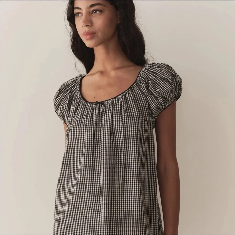 Doen Julia Dress Mini Black White La Maddalena Gingham Medium EUC - Picture 9 of 13